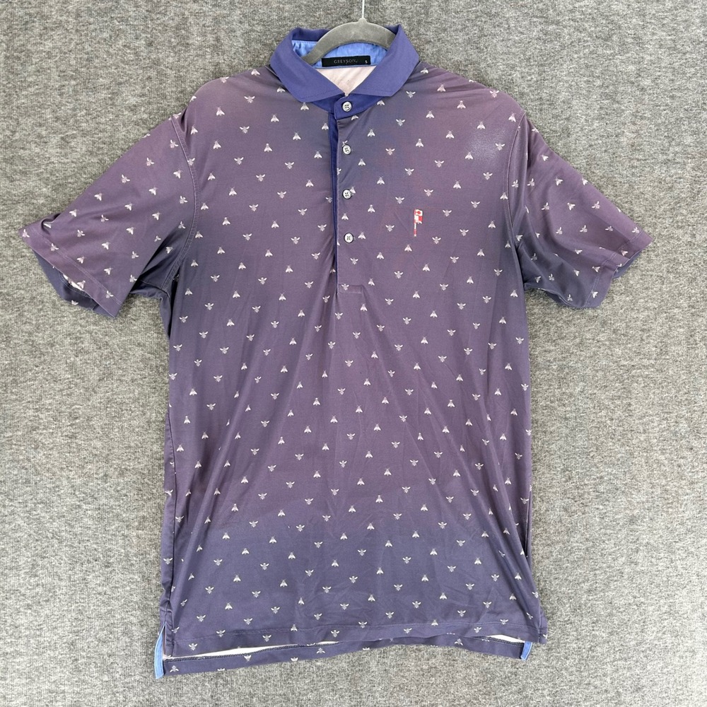 Greyson Mens Friars Head Golf Club Purple Bee Performance Golf Polo Shirt Size S